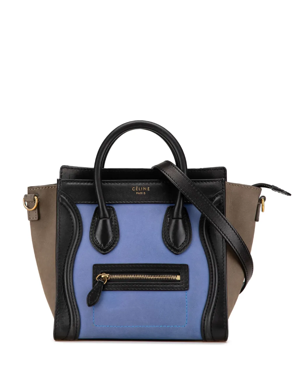 Céline Pre-Owned 2012 ナノ トリコロール レザー ラゲージ トート サッチェルバッグ - ブルー Céline Pre-Owned 2012 ナノ トリコロール レザー ラゲージ トート サッチェルバッグ - ブルー