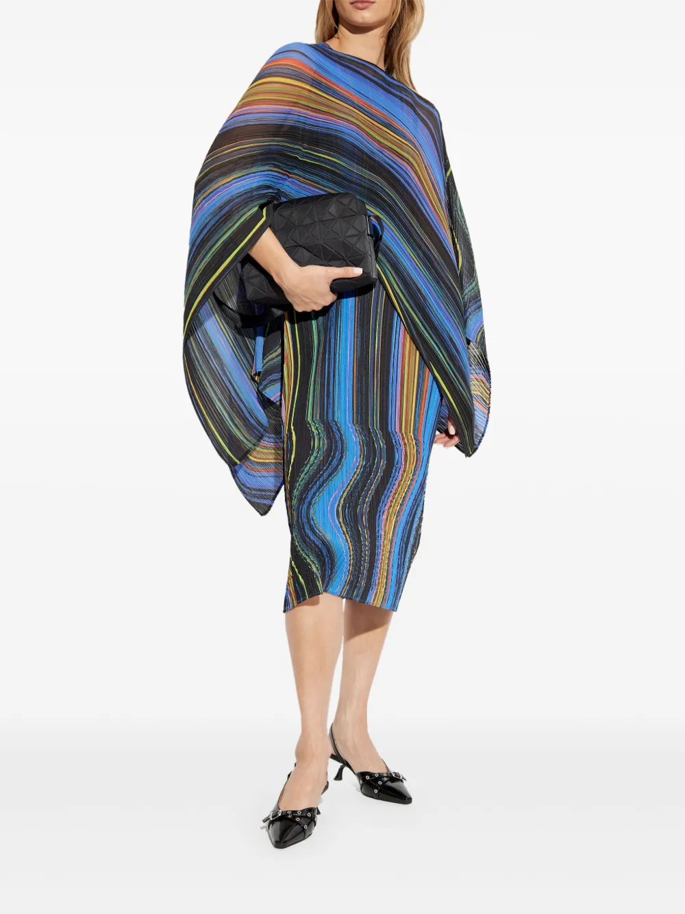 Pleats Please Issey Miyake multicolor poncho - Blauw