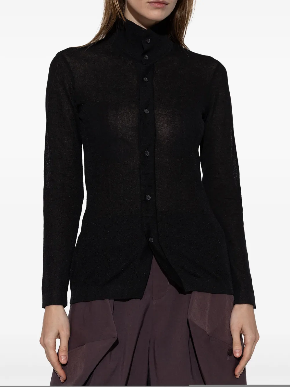 Issey Miyake Vest met open rug Zwart