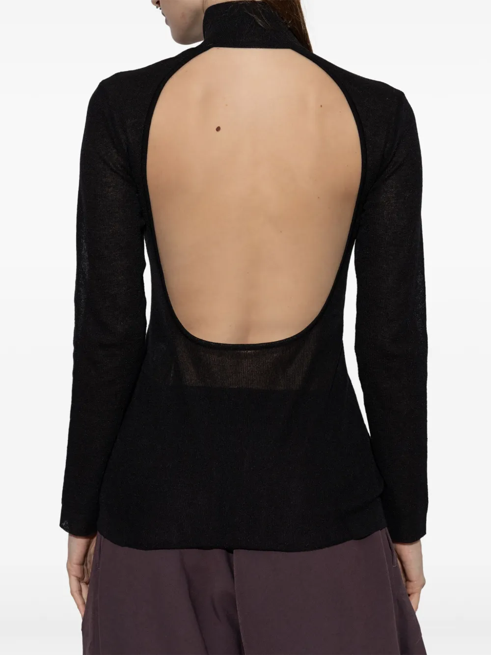 Issey Miyake Vest met open rug Zwart