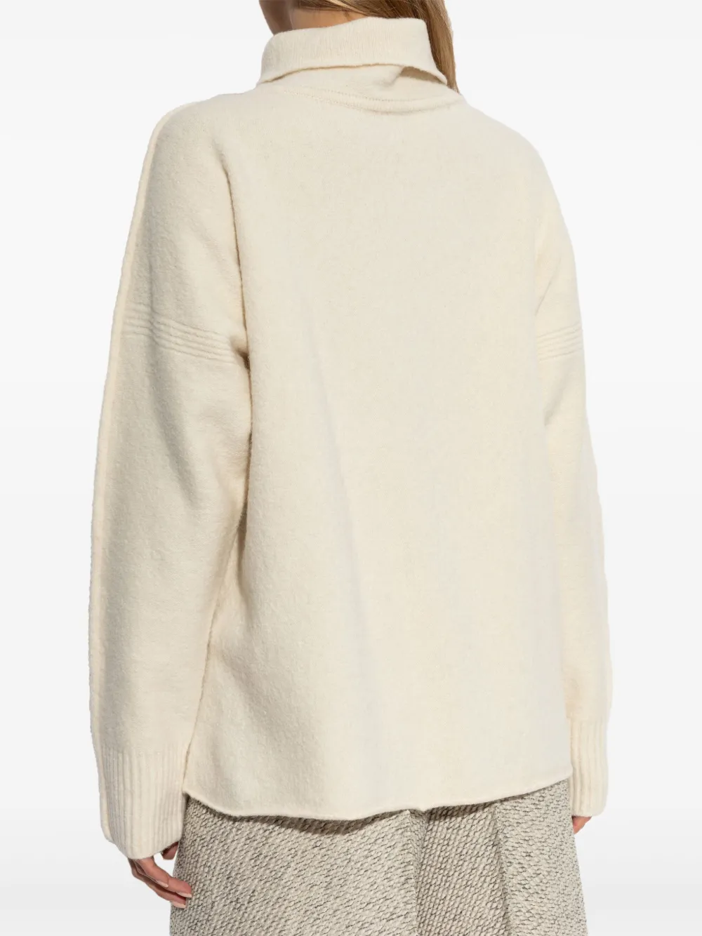 Issey Miyake Off-white Cotton & Alpaca Knit Turtleneck In Neutrals