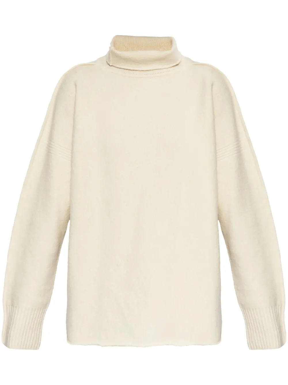 Issey Miyake Off-white Cotton & Alpaca Knit Turtleneck In Neutrals