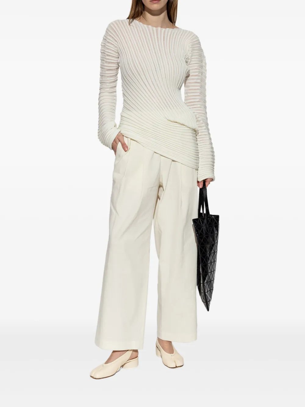 Issey Miyake pleated top - Wit