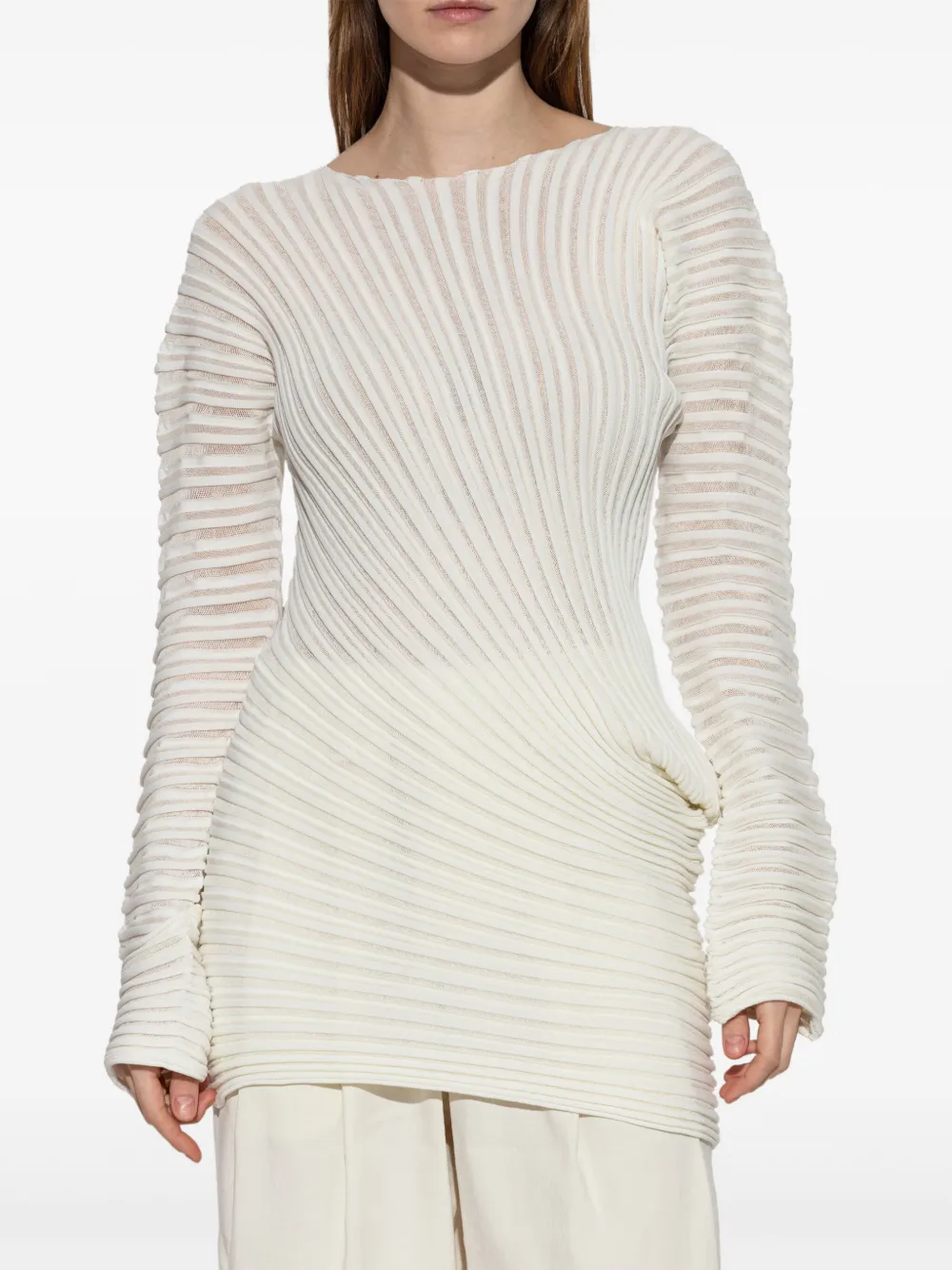 Issey Miyake Geplooide top Wit
