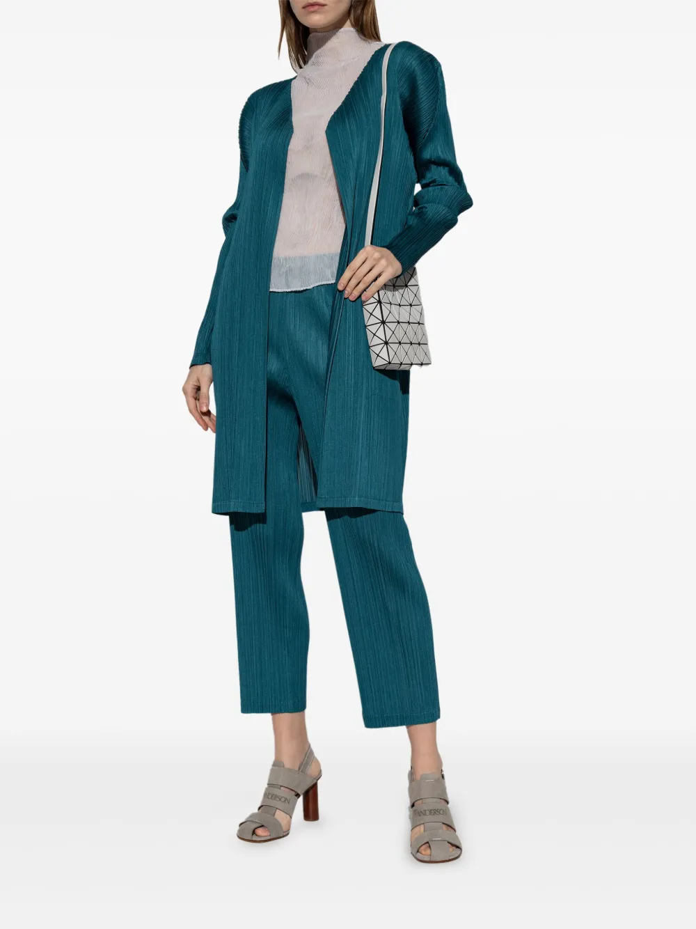 Pleats Please Issey Miyake pleated coat - Groen