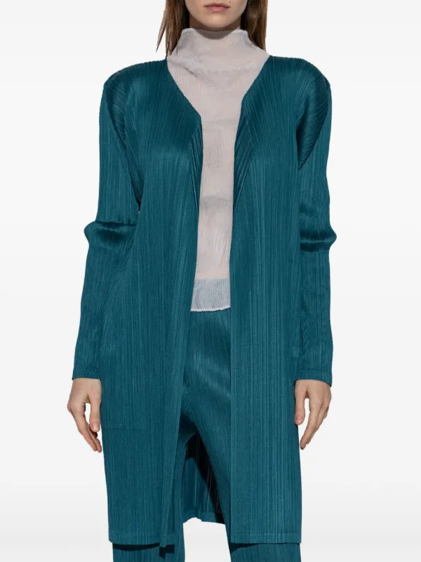 ISSEY MIYAKE 青 プリーツ コート Pleats Please Issey Miyake