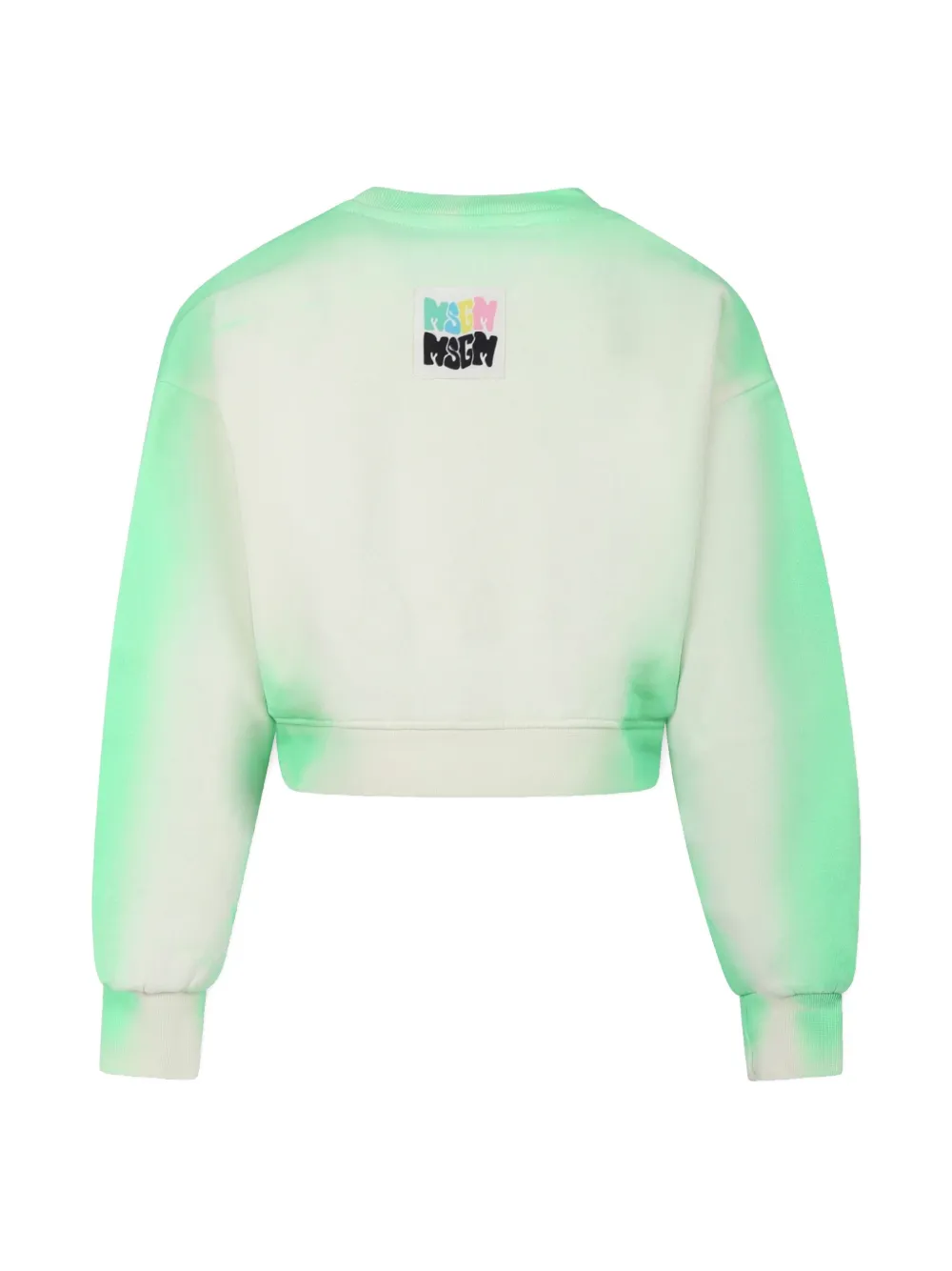 Msgm Green Crop Sweatshirt For Girl With Logo In Grün