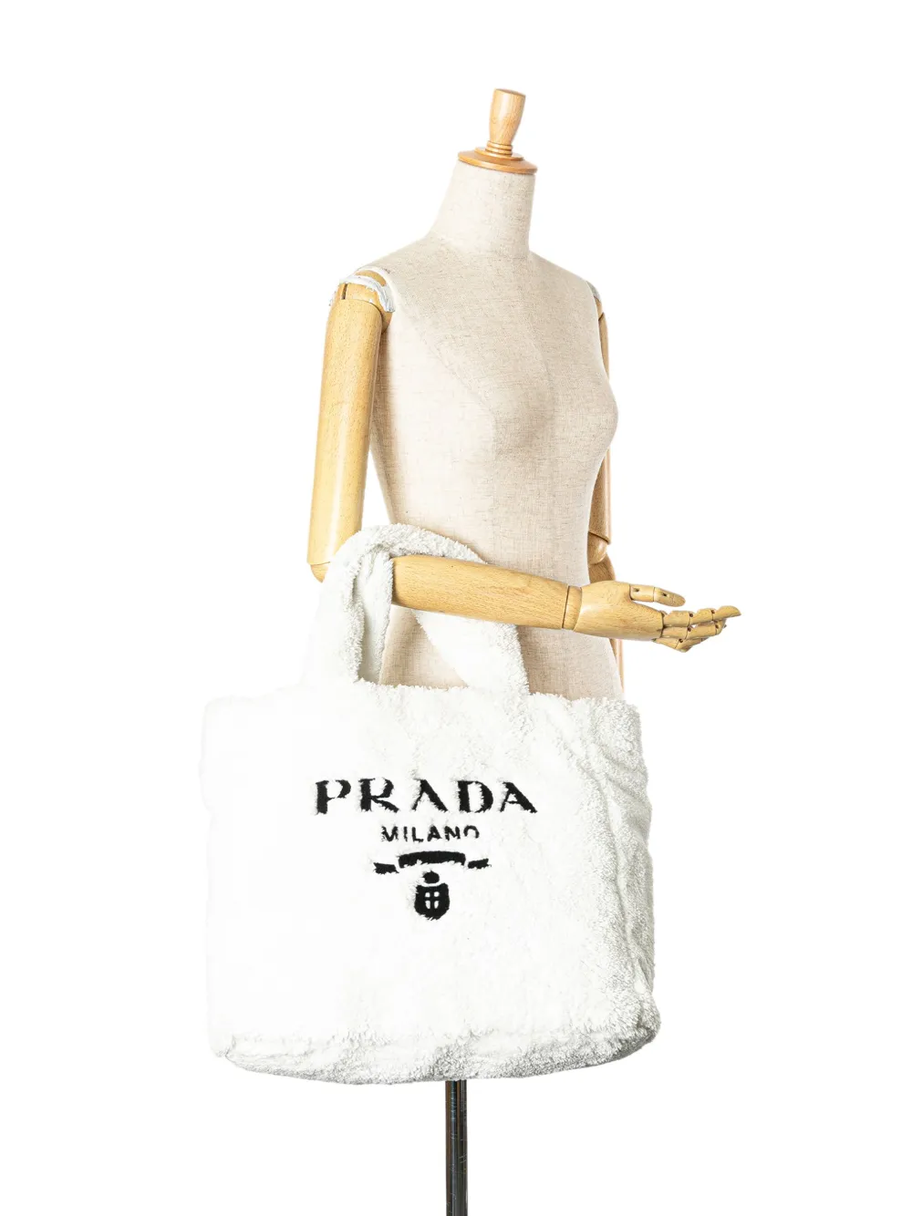 Prada Pre-Owned 2000-2024 Spugna badstof shopper met logo - Wit