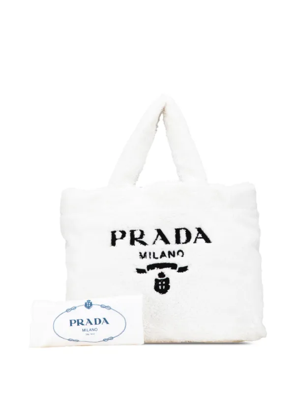 Prada Pre-Owned 2000-2024 Spugna Terry Cloth Logo Tote Bag