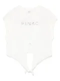 Pinko Kids logo-stud T-shirt - White