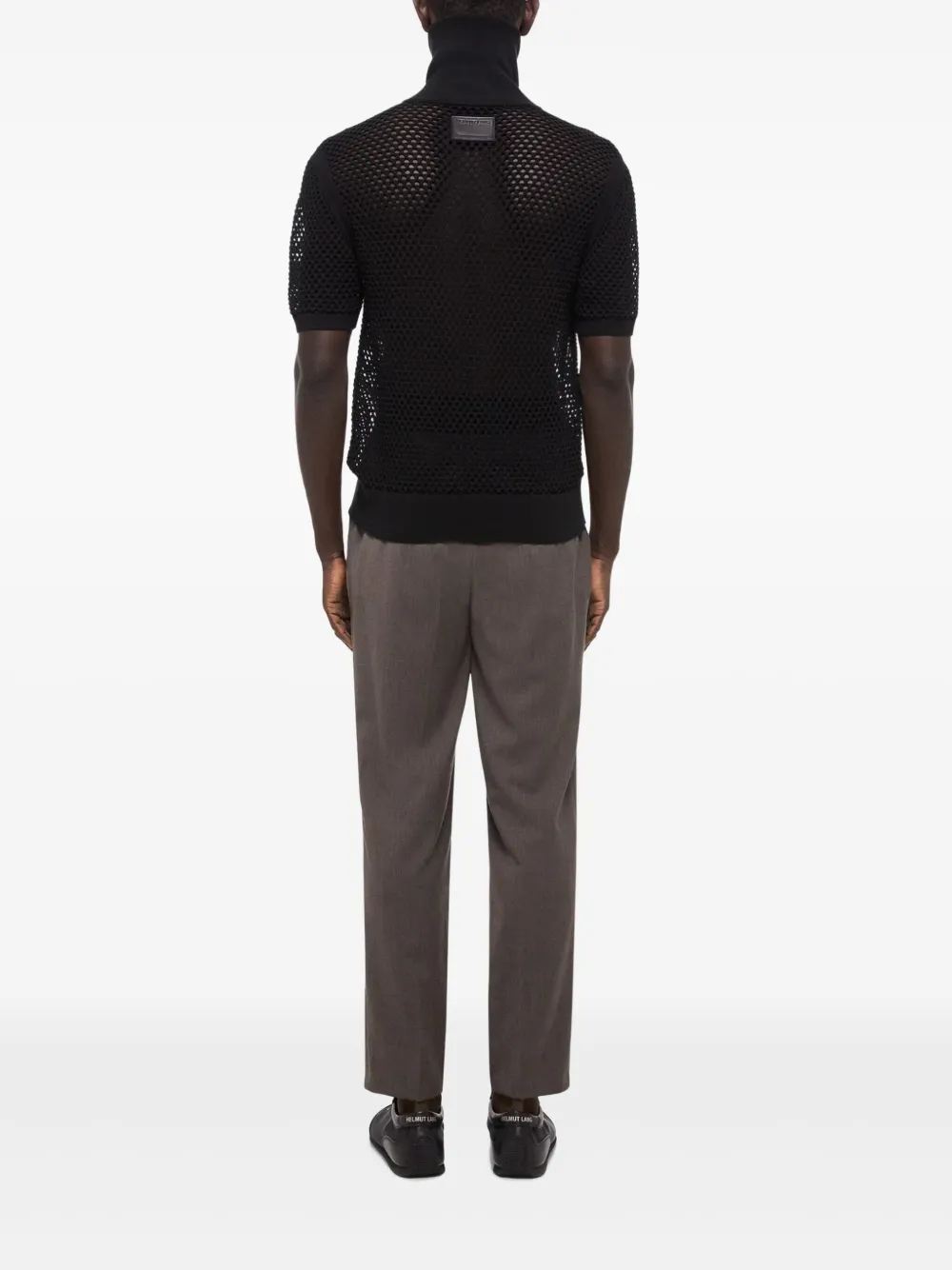 Helmut Lang Opengebreid poloshirt Zwart