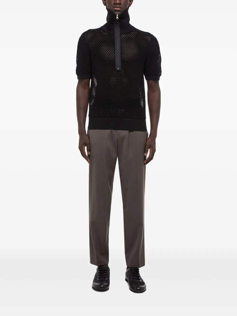 Helmut Lang Opengebreid poloshirt Zwart