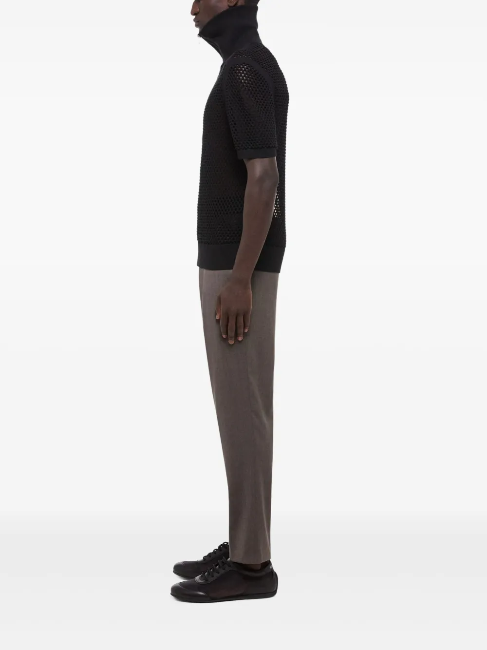 Helmut Lang Opengebreid poloshirt Zwart