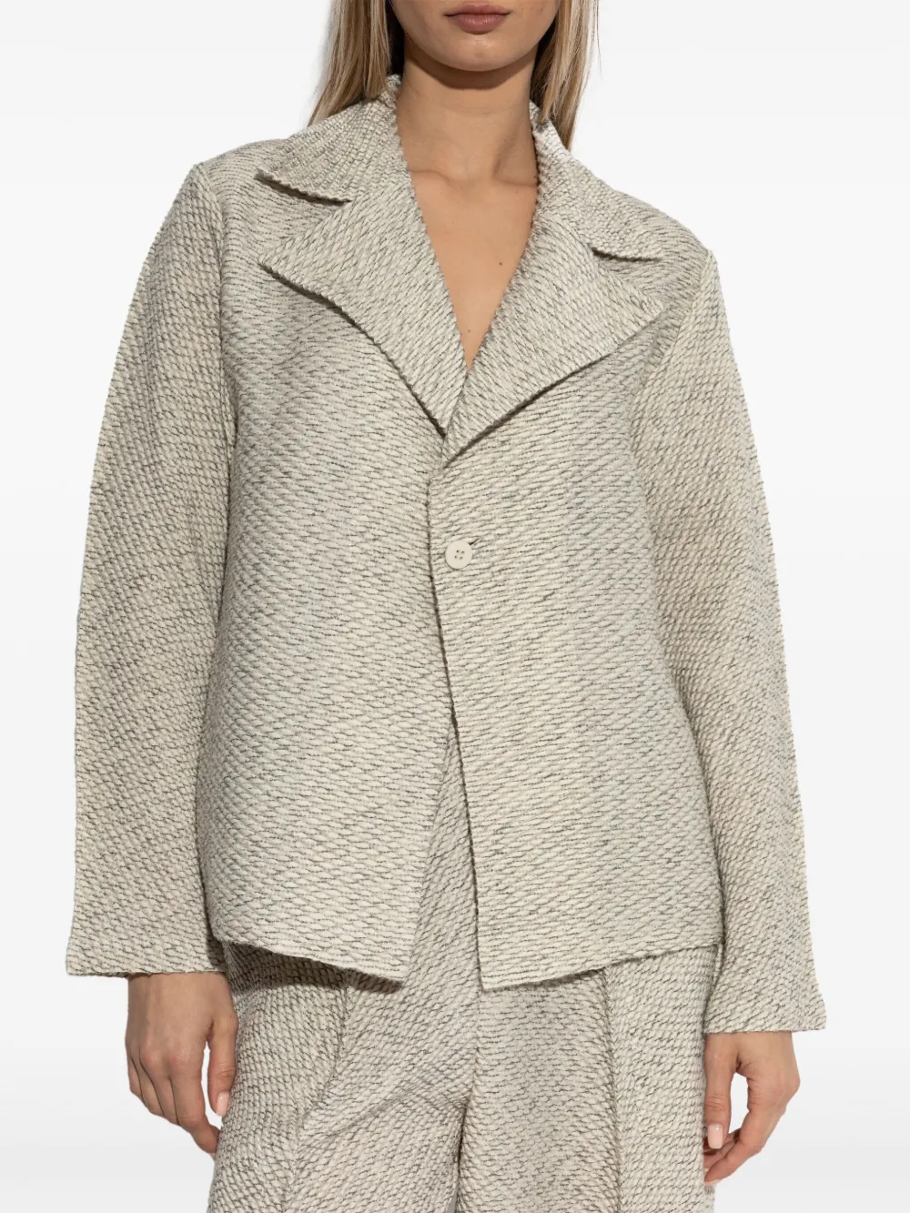 Shop Issey Miyake Knitted Blazer In Neutrals