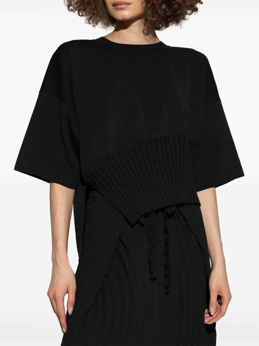 Issey Miyake Geribbeld T-shirt Zwart