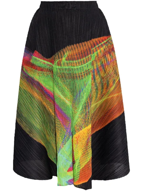 Pleats Please Issey Miyake Spectrum midi skirt 