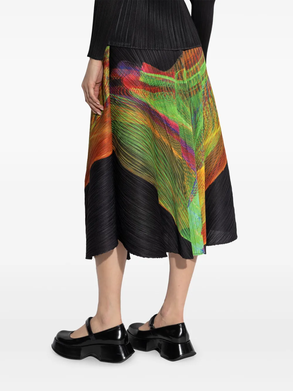 Shop Issey Miyake Spectrum Midi Skirt In Black