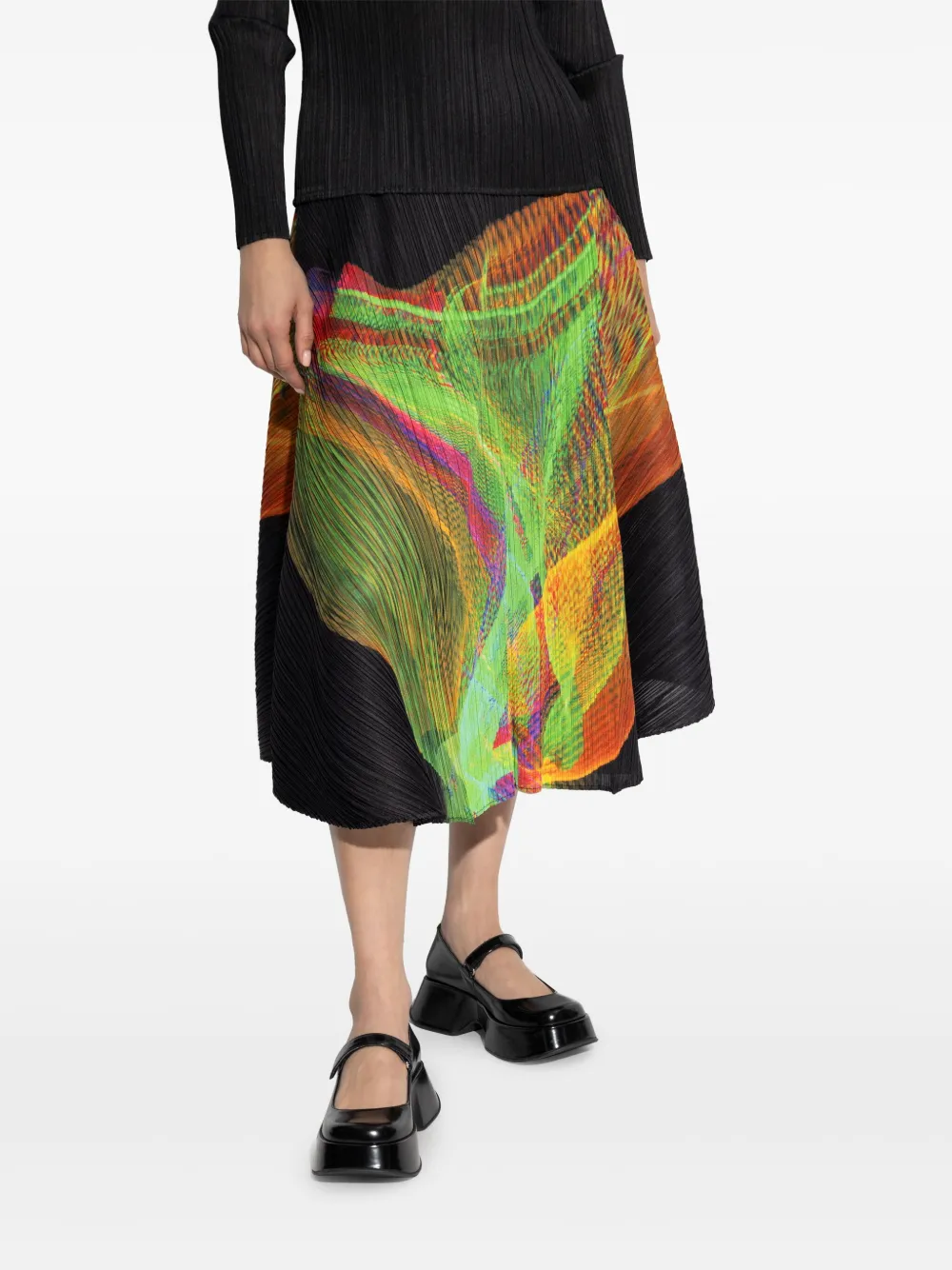 Shop Issey Miyake Spectrum Midi Skirt In Black