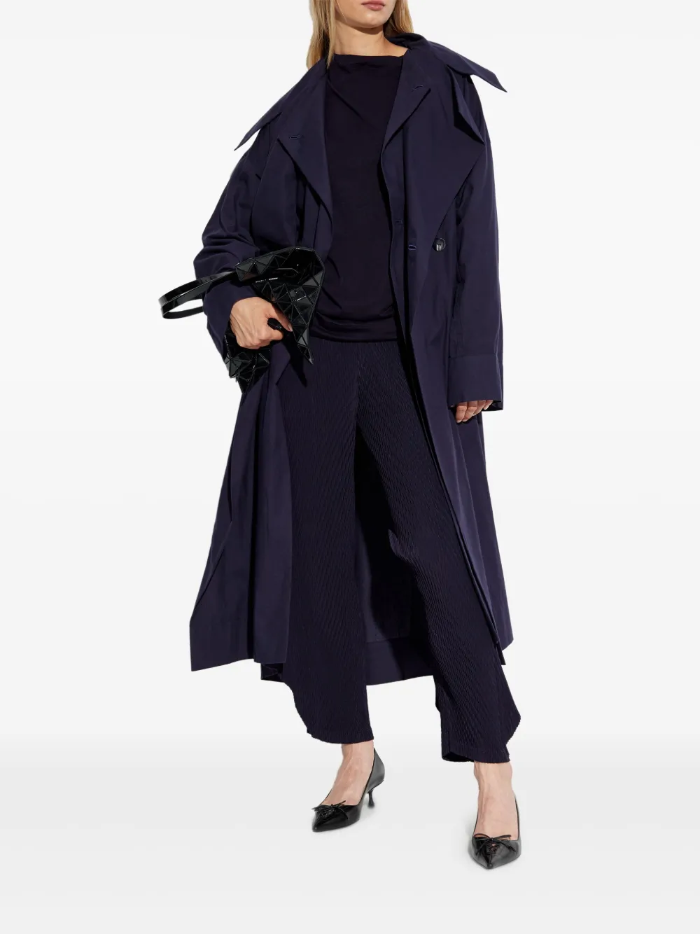 Issey Miyake cotton trench coat - Blauw