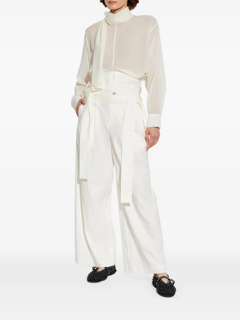 Issey Miyake high-waisted trousers - Wit