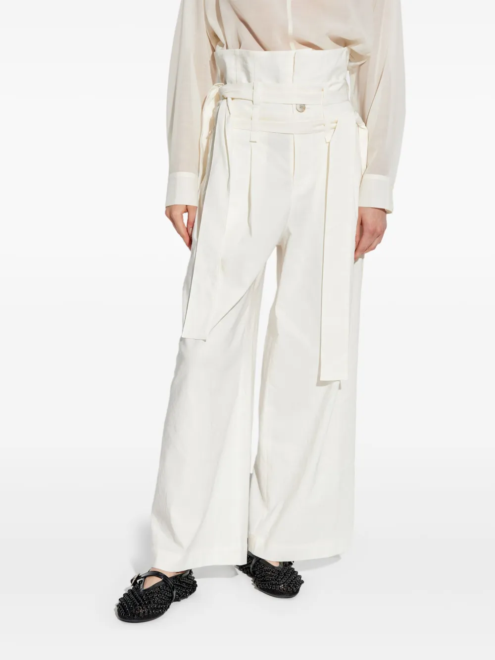 Issey Miyake High waist broek Wit