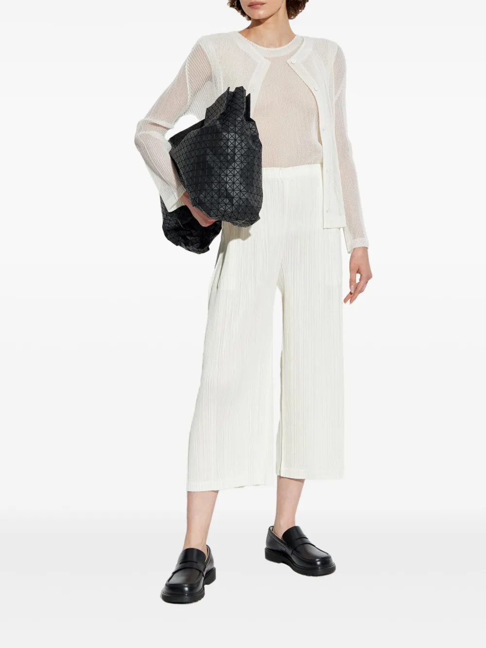 Pleats Please Issey Miyake semi-sheer cardigan - Wit