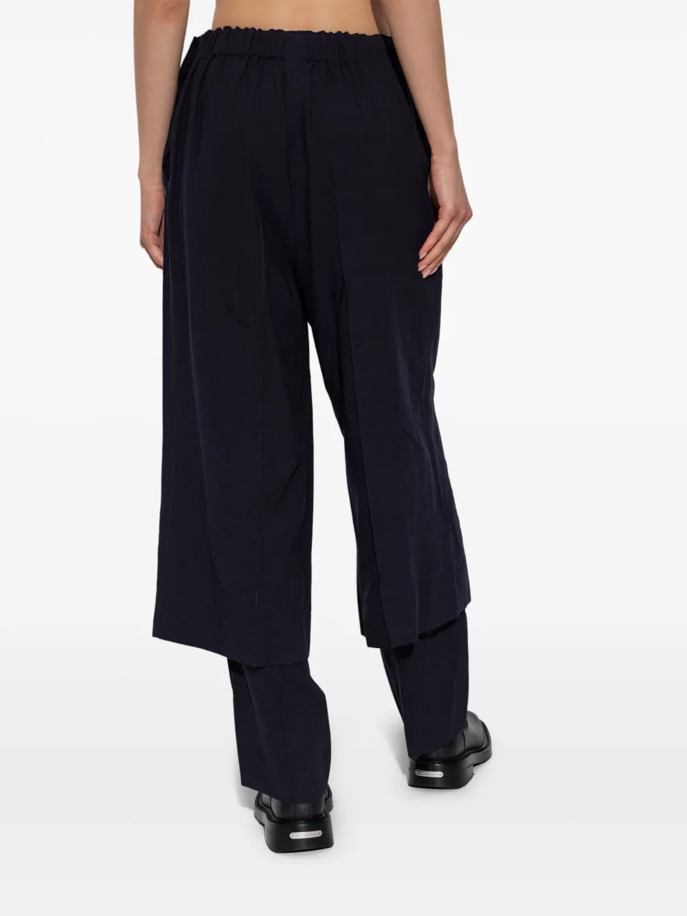 Issey Miyake High-waisted Layered Trousers In Blau