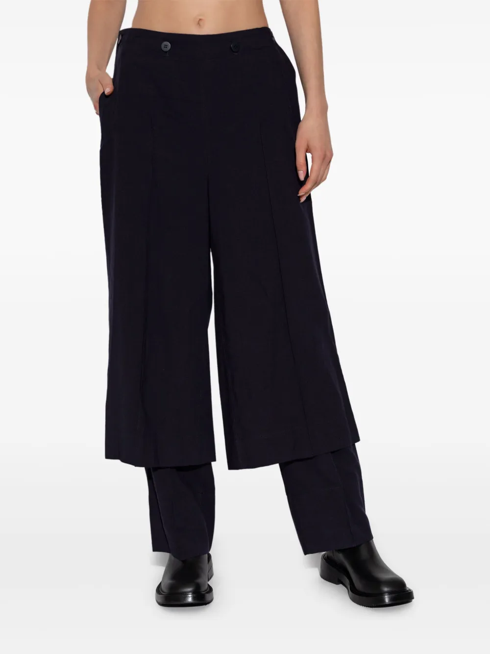 Issey Miyake High-waisted Layered Trousers In Blau
