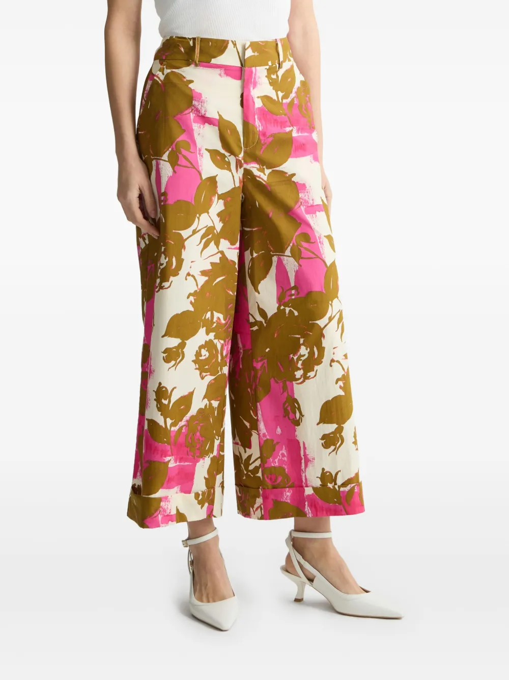 LIU JO Palazzo broek met bloemenprint Roze