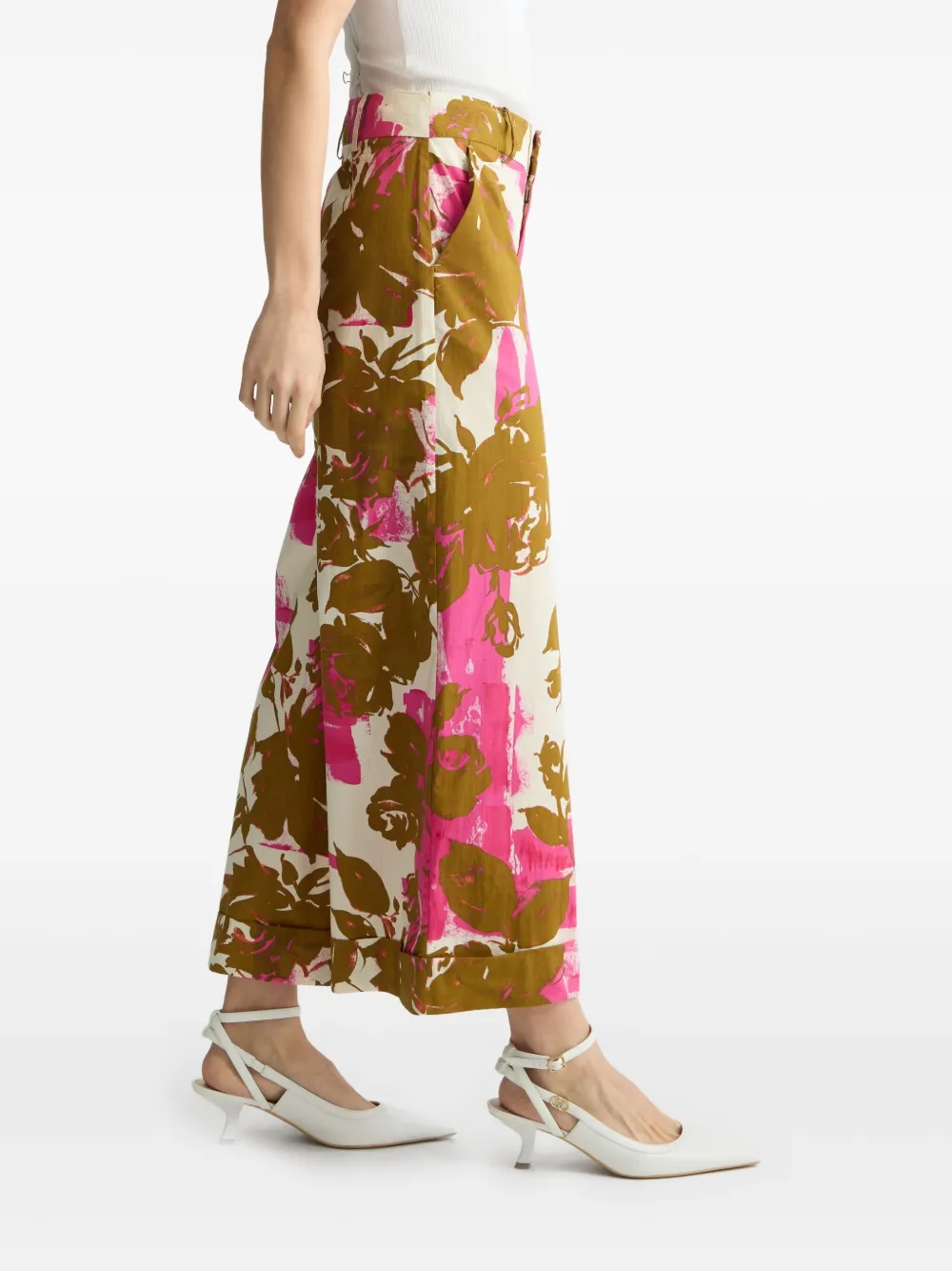 LIU JO Palazzo broek met bloemenprint Roze