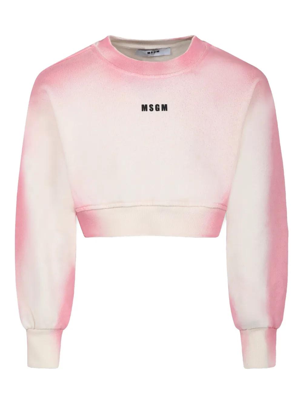 Msgm Pink Crop Sweatshirt For Girl With Logo In Rosa