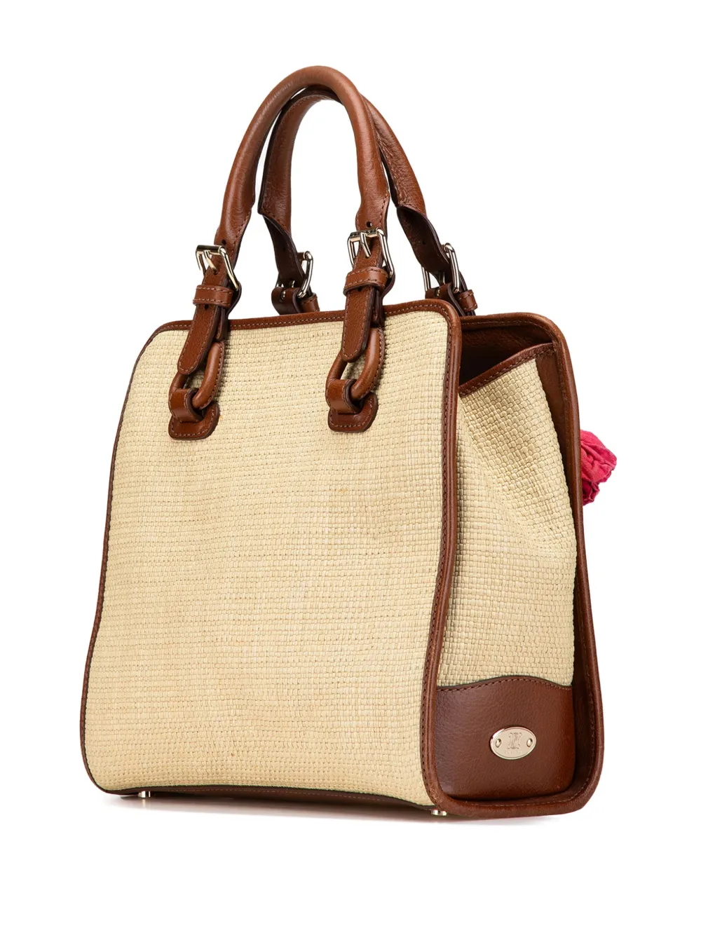 Pre-owned Celine 20th Century Straw Handbag In Brown