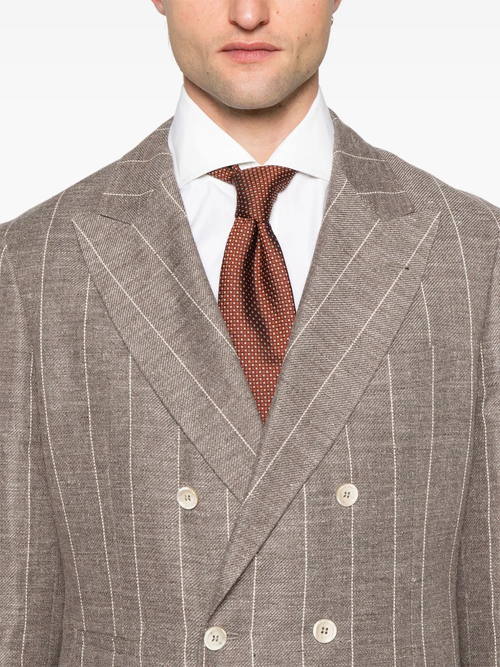 Brunello Cucinelli Blazer met krijtstreep Bruin