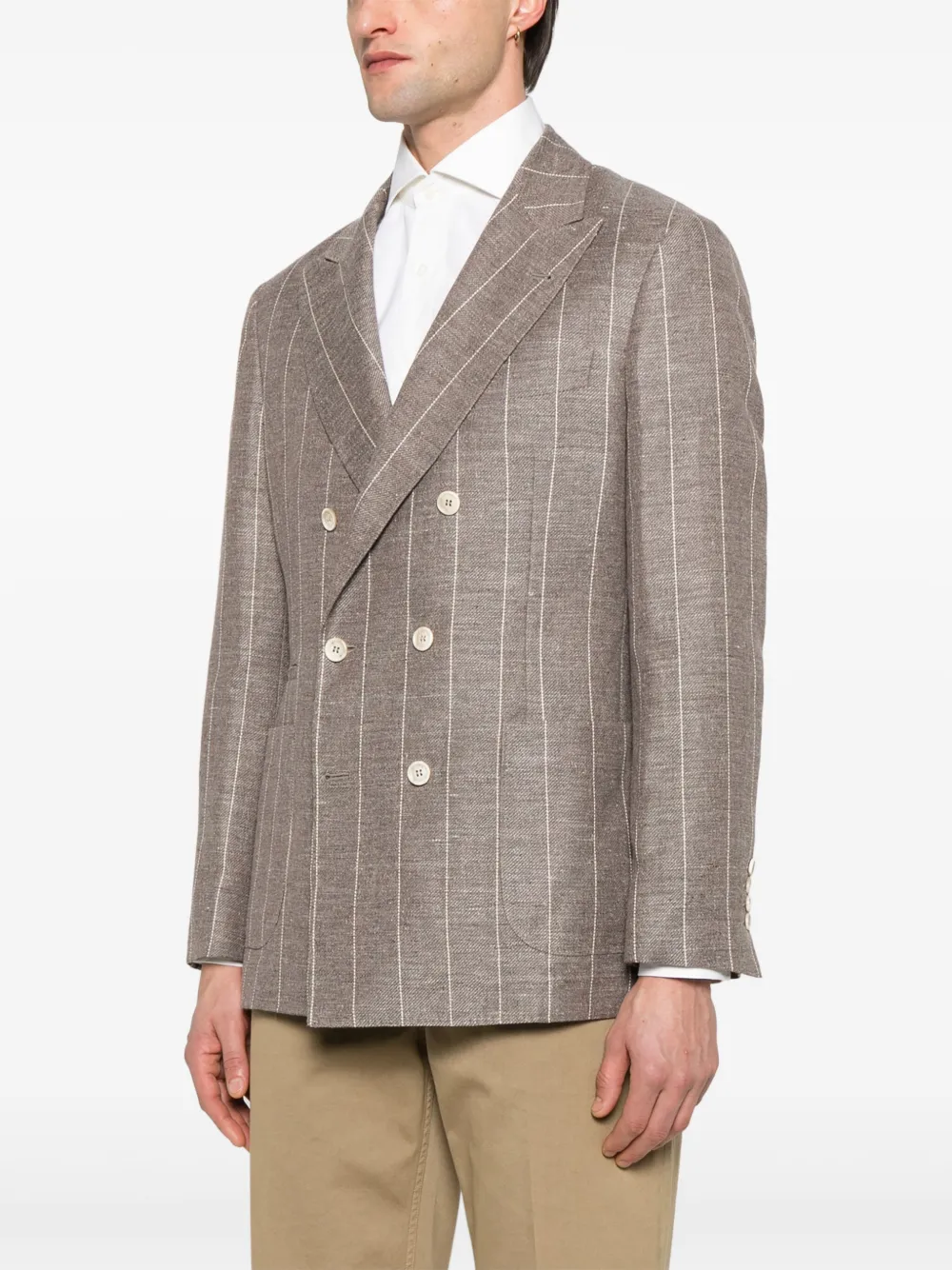 Brunello Cucinelli Blazer met krijtstreep Bruin