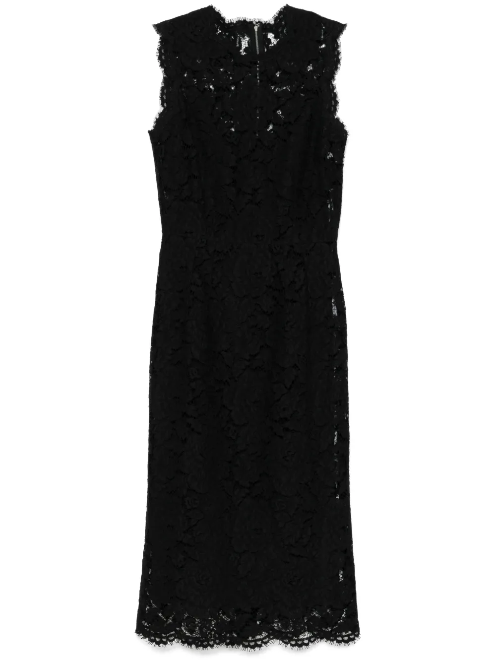 Dolce & Gabbana Midi-jurk met bloemenkant Zwart