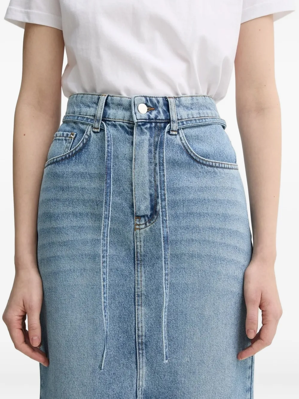 Day Birger Et Mikkelsen Ben denim midi-rok met trekkoord Blauw