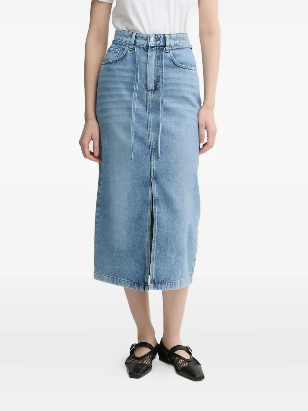 Day Birger Et Mikkelsen Ben denim midi-rok met trekkoord Blauw