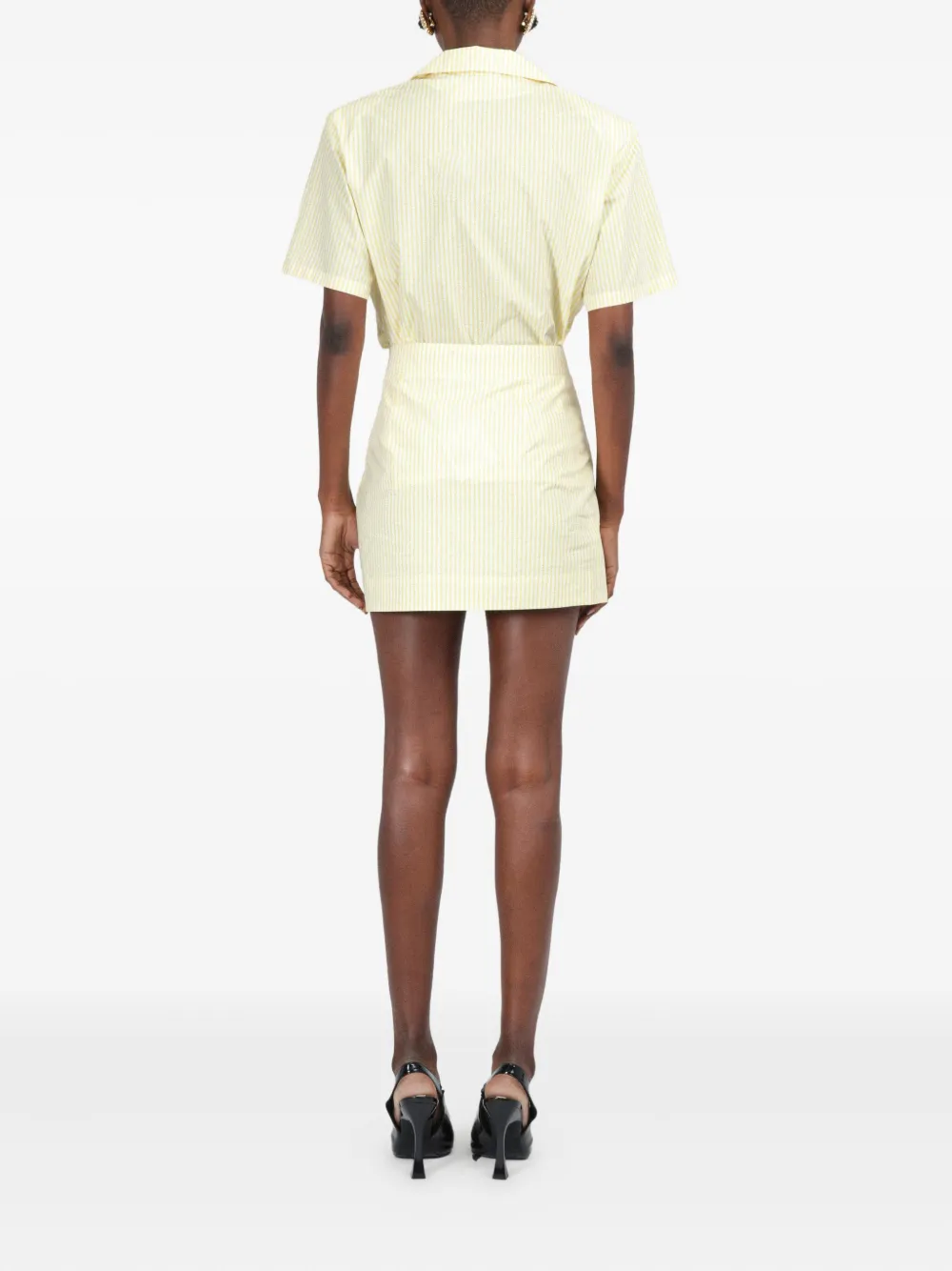 ROWEN ROSE COTTON STRIPED MINI SKIRT 