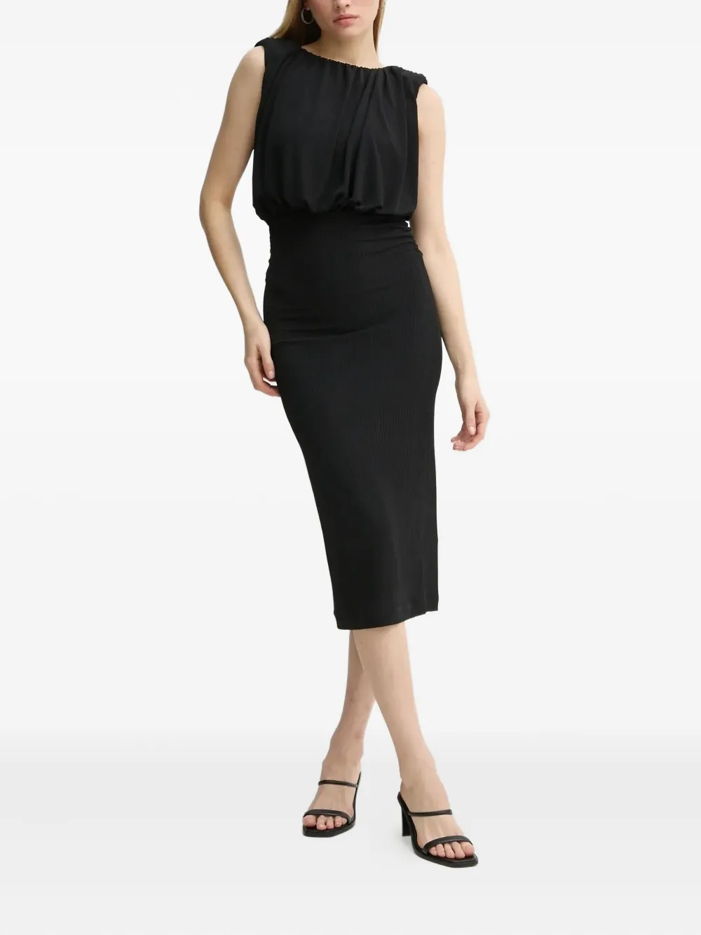 Day Birger Et Mikkelsen Virgine Ribbed-knit Gathered Midi Dress In Black