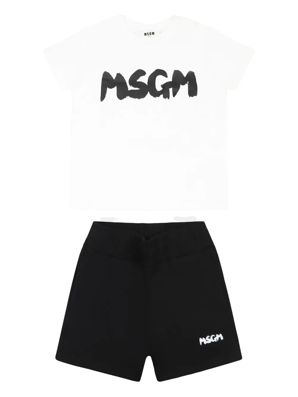 Msgm Black Suit For Babykids With Logo In Black