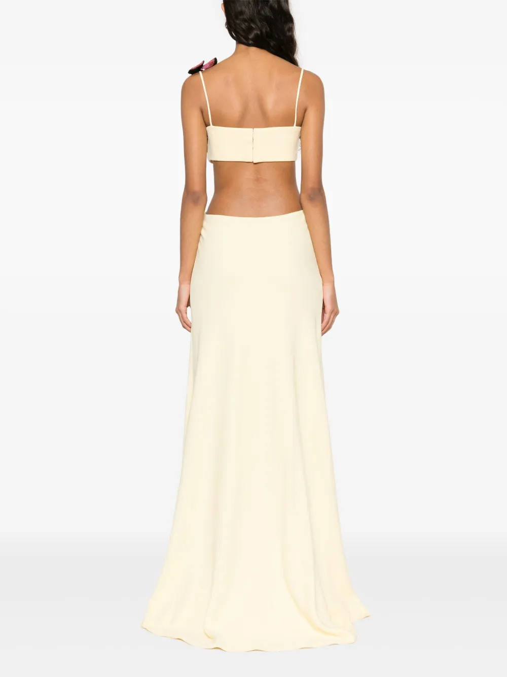 Shop Costarellos Floral-appliqué Gown In 黄色
