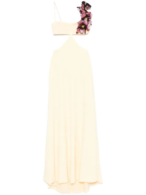 Costarellos floral-appliqué gown