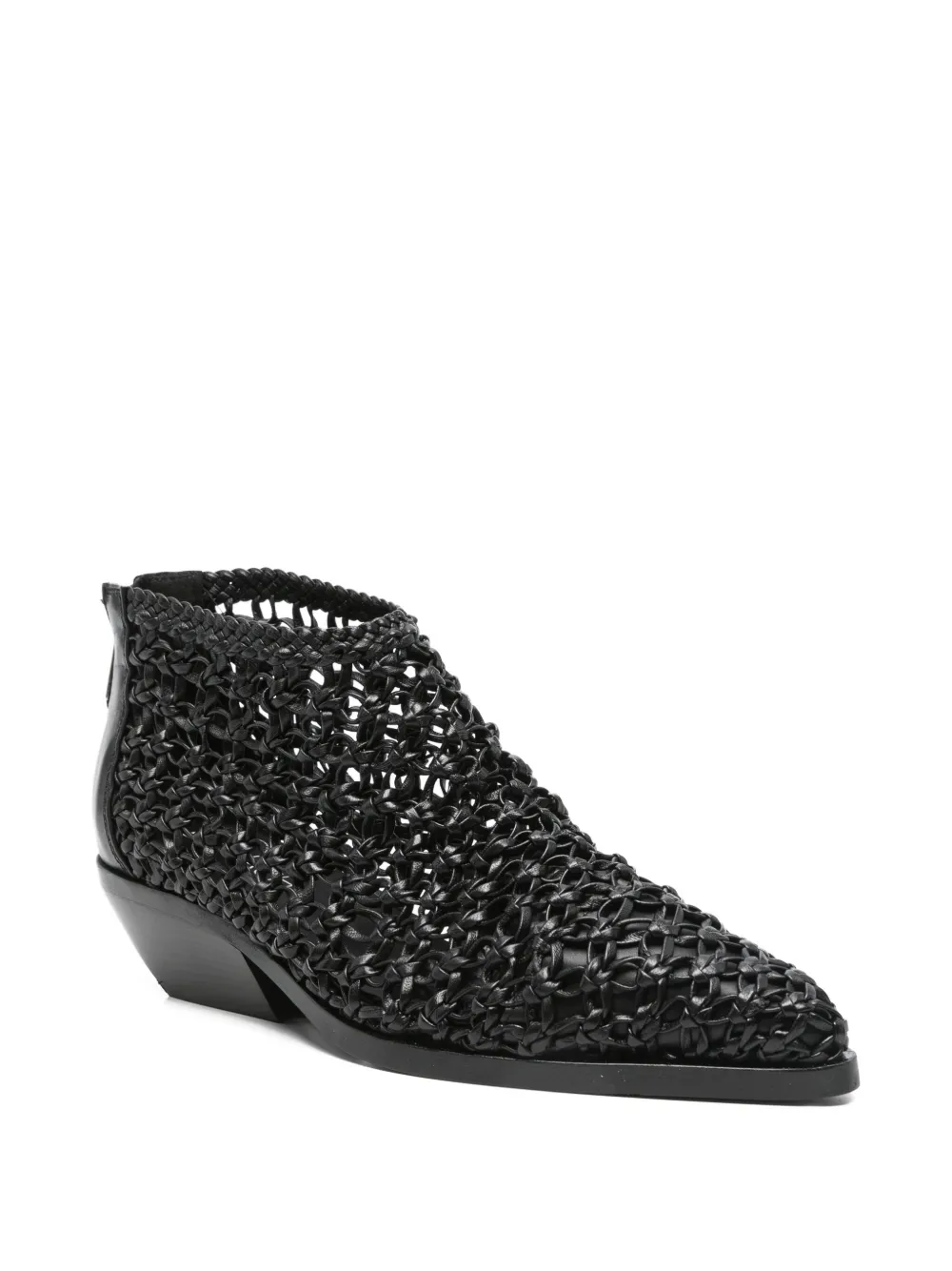 Elena Iachi woven leather pointed-toe boots Zwart