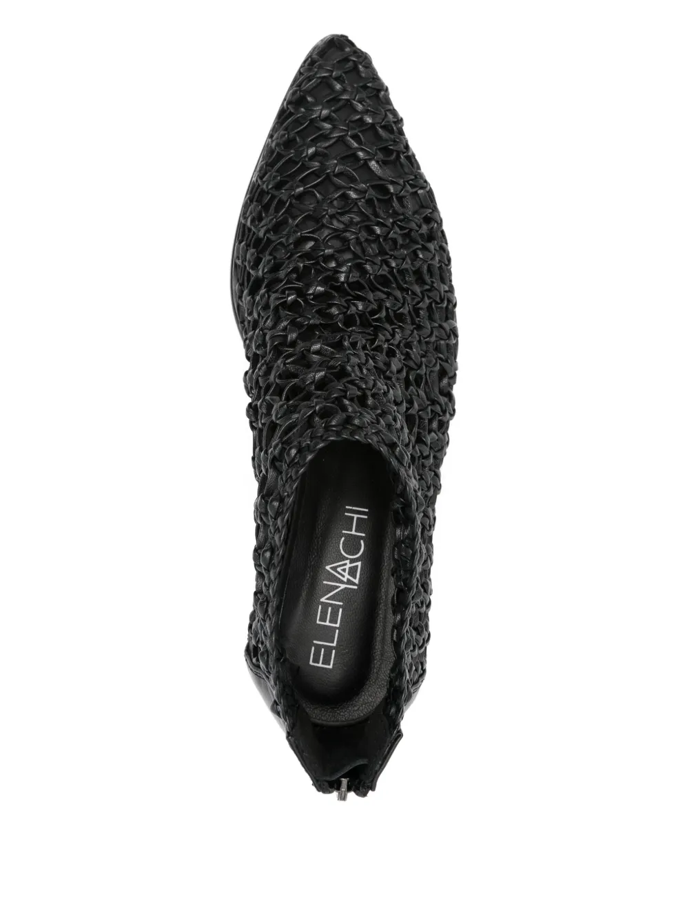 Elena Iachi woven leather pointed-toe boots Zwart