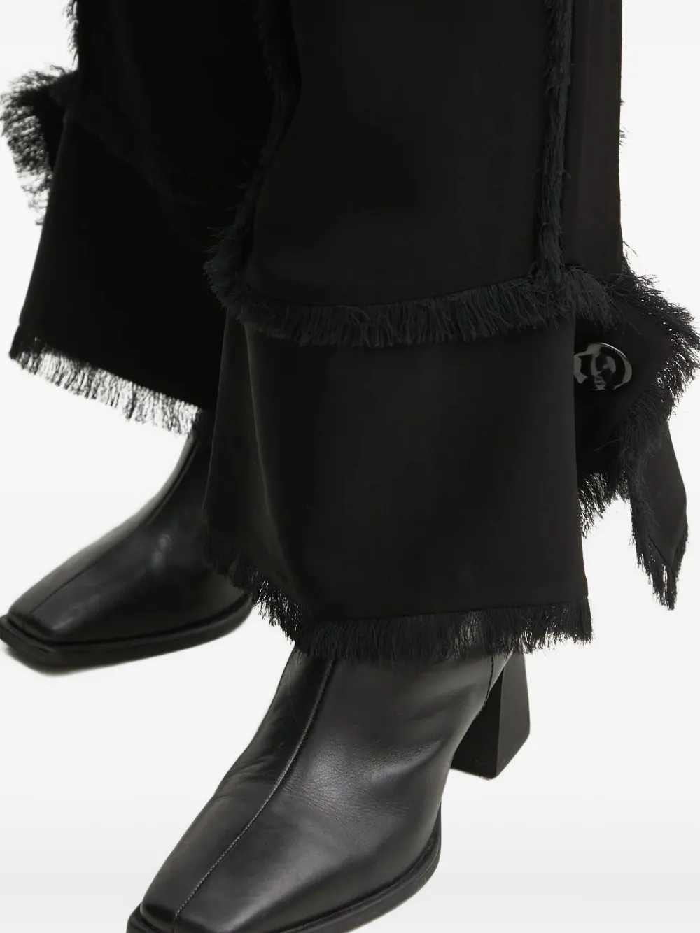 Day Birger Et Mikkelsen Broek met franje en vlakken Zwart