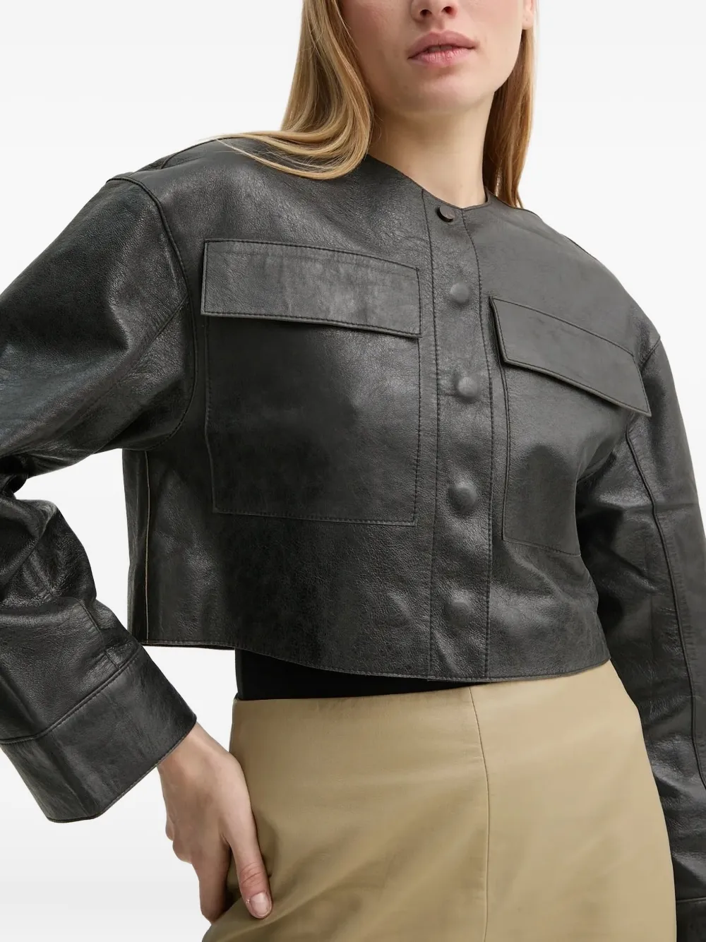 Day Birger Et Mikkelsen Malik Cropped Leather Jacket In Black