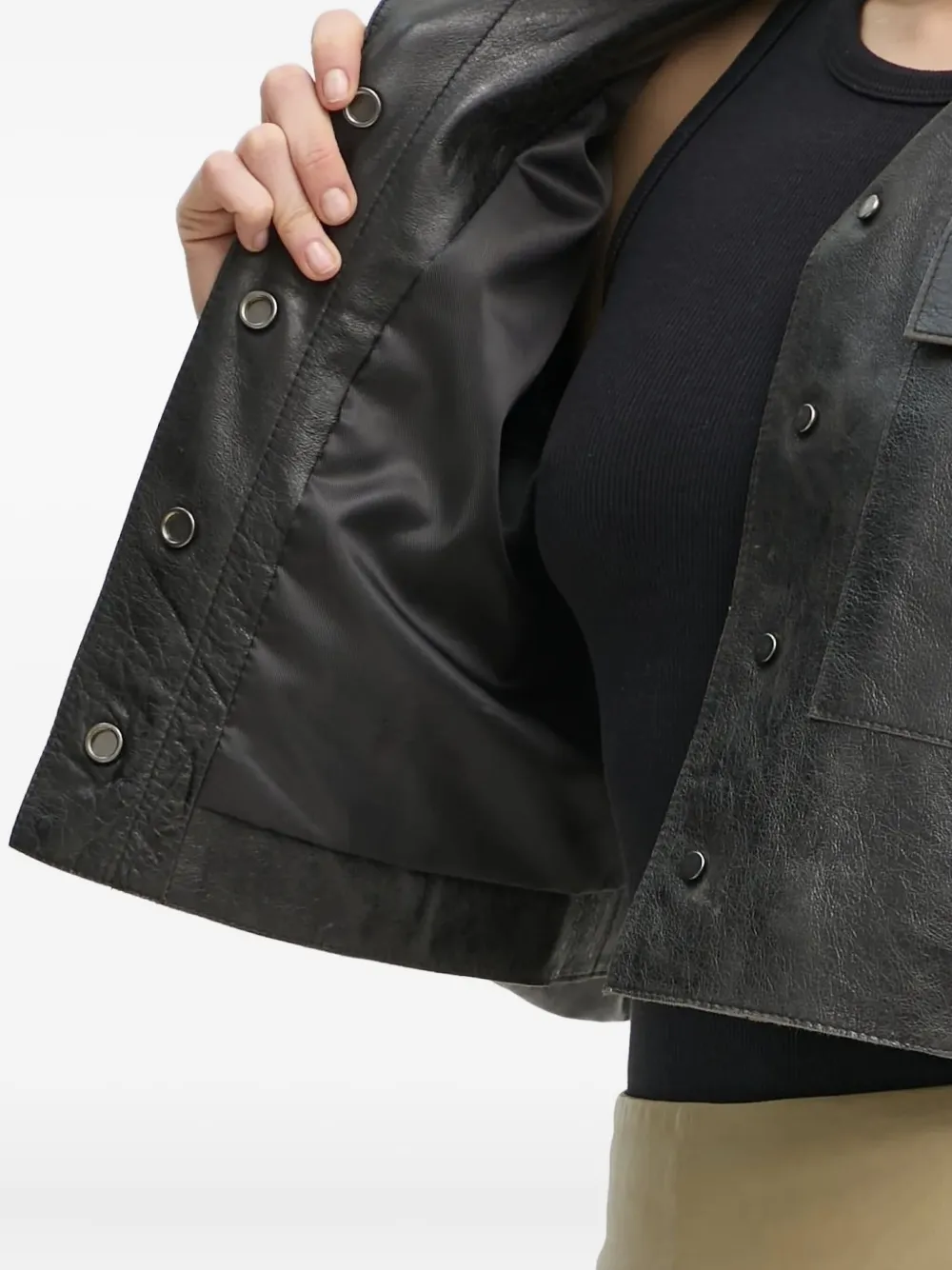 Day Birger Et Mikkelsen Malik Cropped Leather Jacket In Black