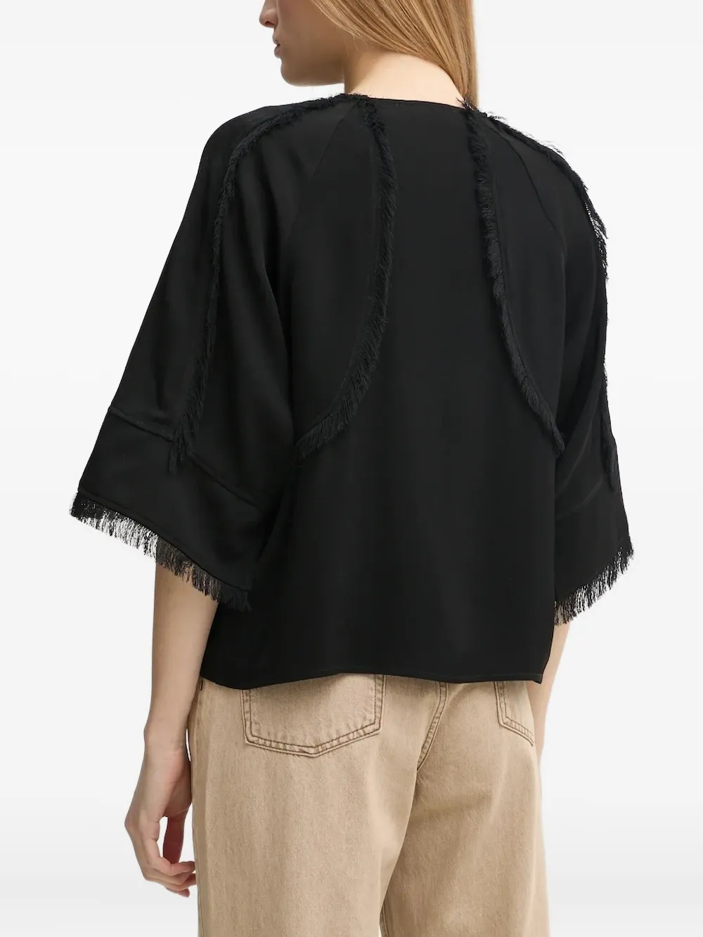 Day Birger Et Mikkelsen Zelie top met franje detail - Zwart