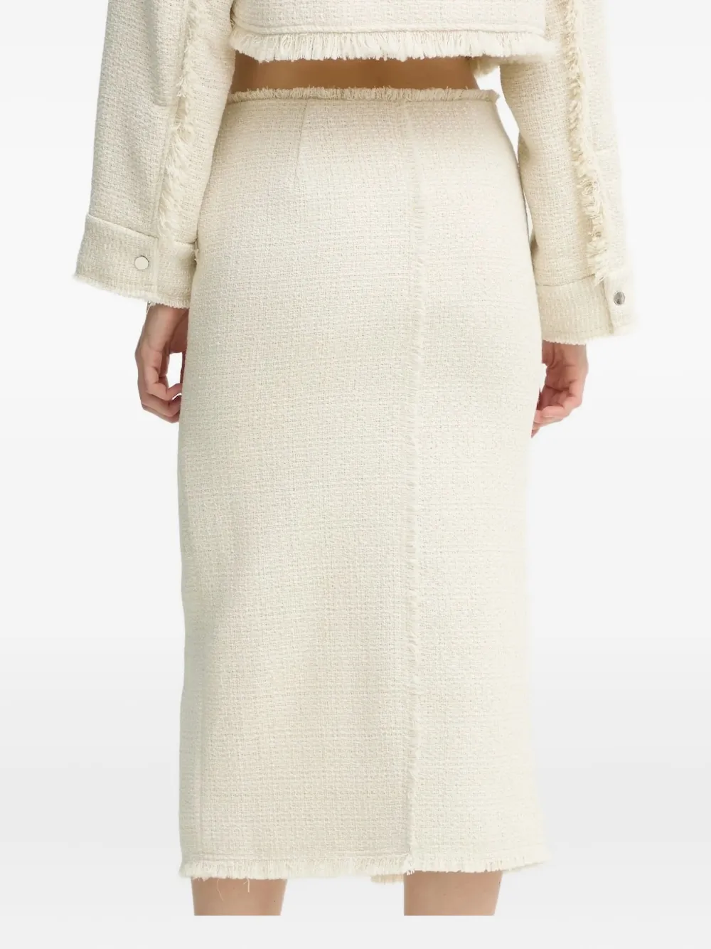 Day Birger Et Mikkelsen Frayed Tweed Midi Skirt In Neutral
