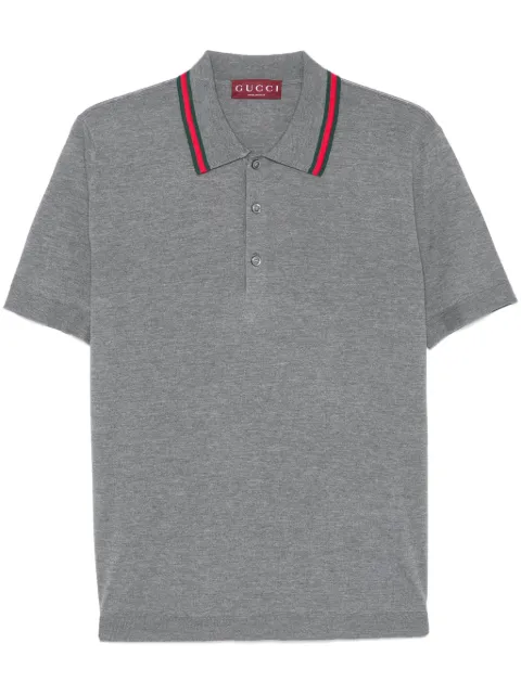 Gucci Web-Stripe wool polo shirt